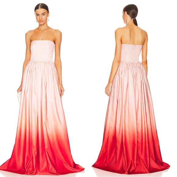 Sau Lee Dresses & Skirts - Sau Lee Teigen Blush Red Ombre Strapless Maxi Gown Size 6